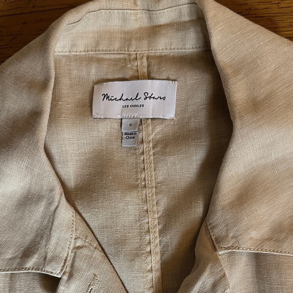 Michael Stars Beige Linen Trench Coat- size S - Picture 2 of 5